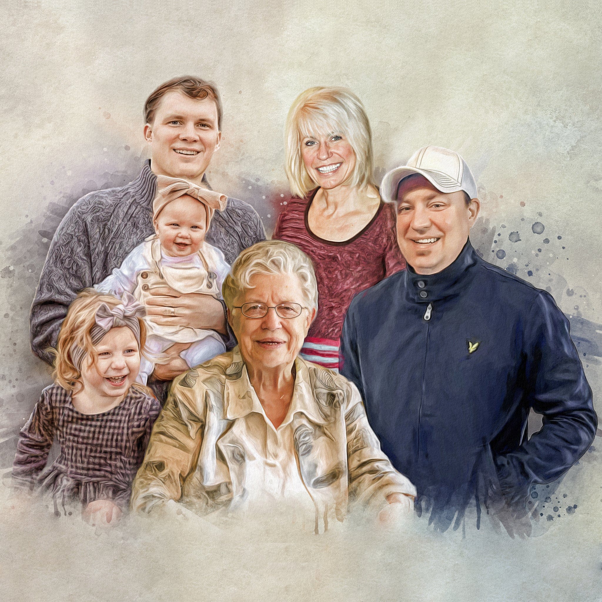 CUSTOM PORTRAIT by artist from your photo, handpainted watercolor, hand-drawn deals pencil, single person or group, personalized family portrait