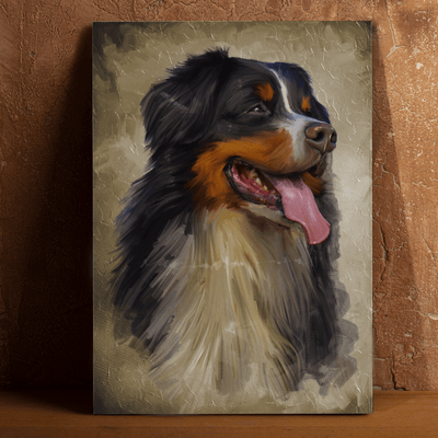 acrylic dog painting of a hairy breed dog 