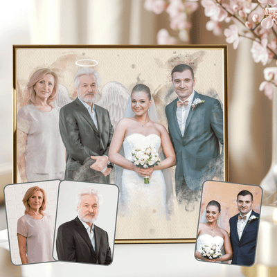 wedding photo restoration of a lovely couple with their parents