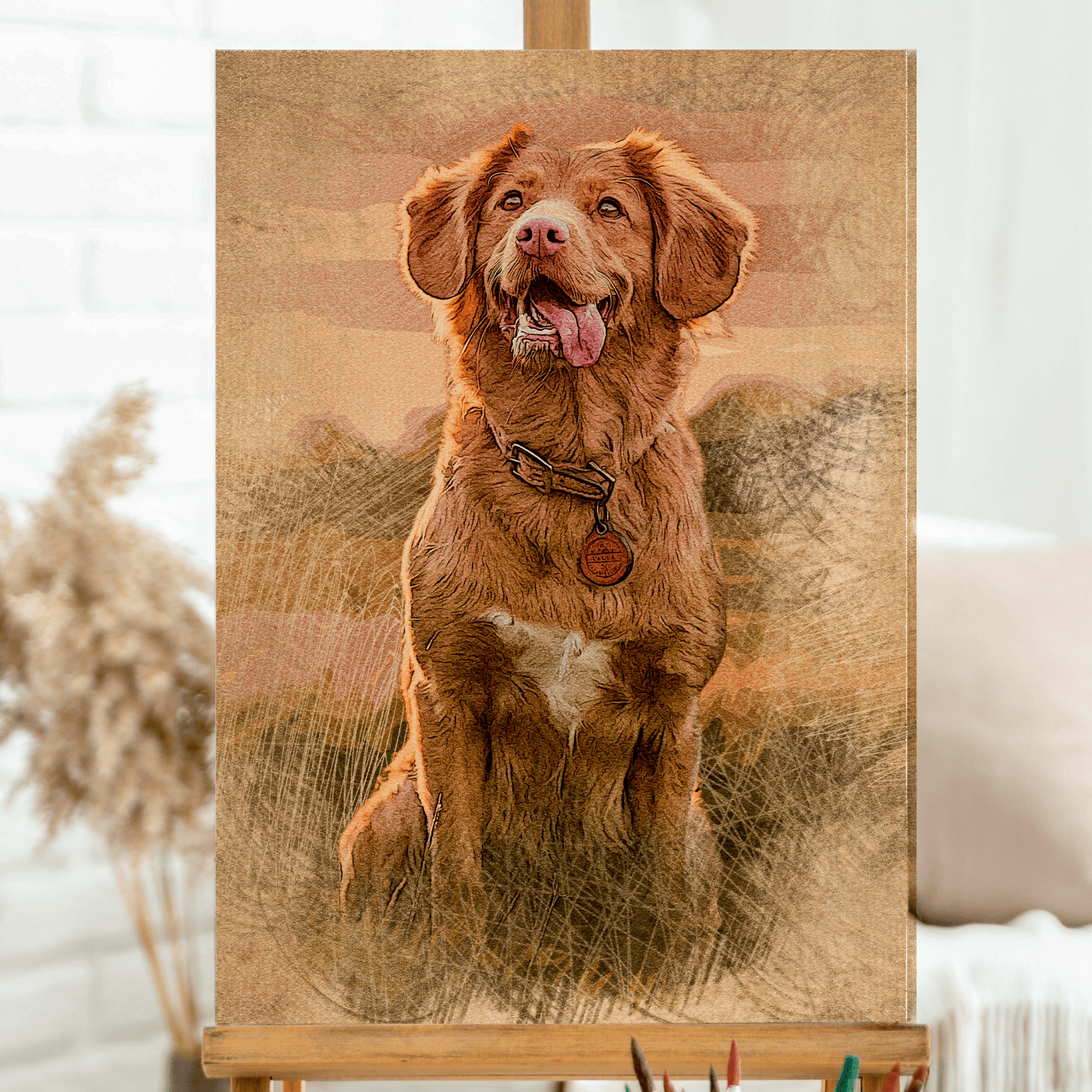 pet colored pencil drawing of an adorable dog