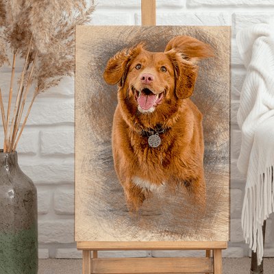 colored pencil dog drawing of an adorable dog