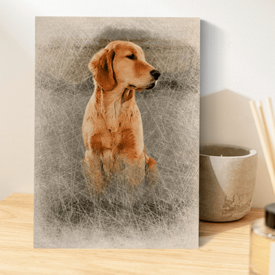 colored pencil dog drawing of an adorable dog