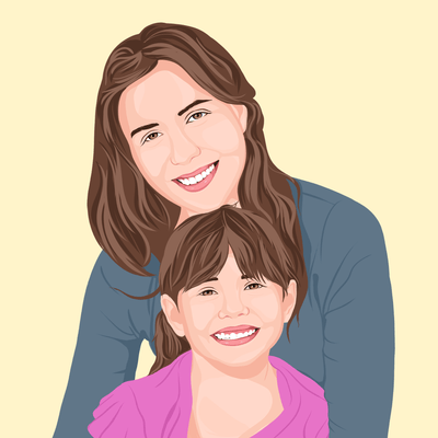 mother vector art of a mom with her daughter