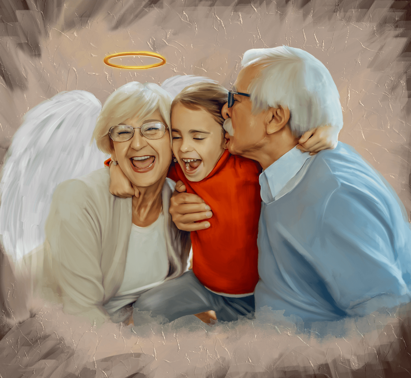 grandparents photo manipulation of a grandparents with their grandchild
