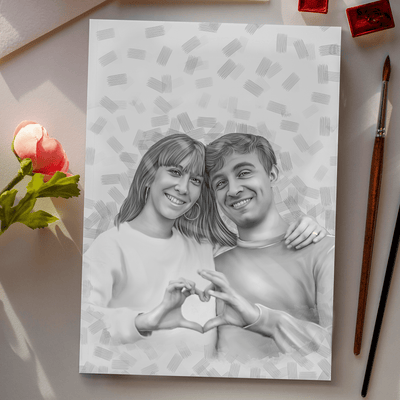 couple pencil drawing of a lovely couple drew in a black and white