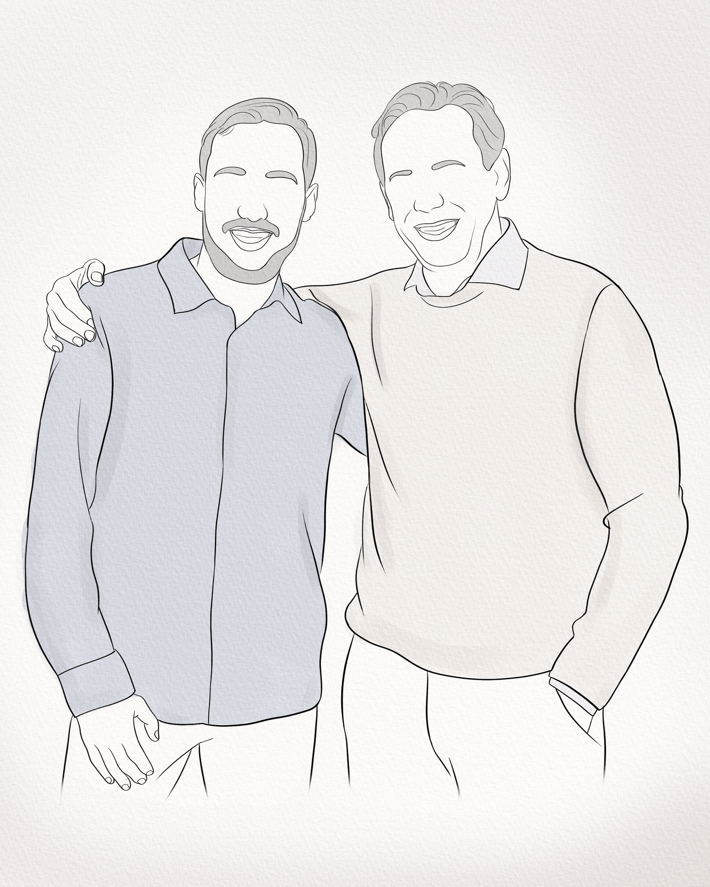 retirement line art of a father with his son