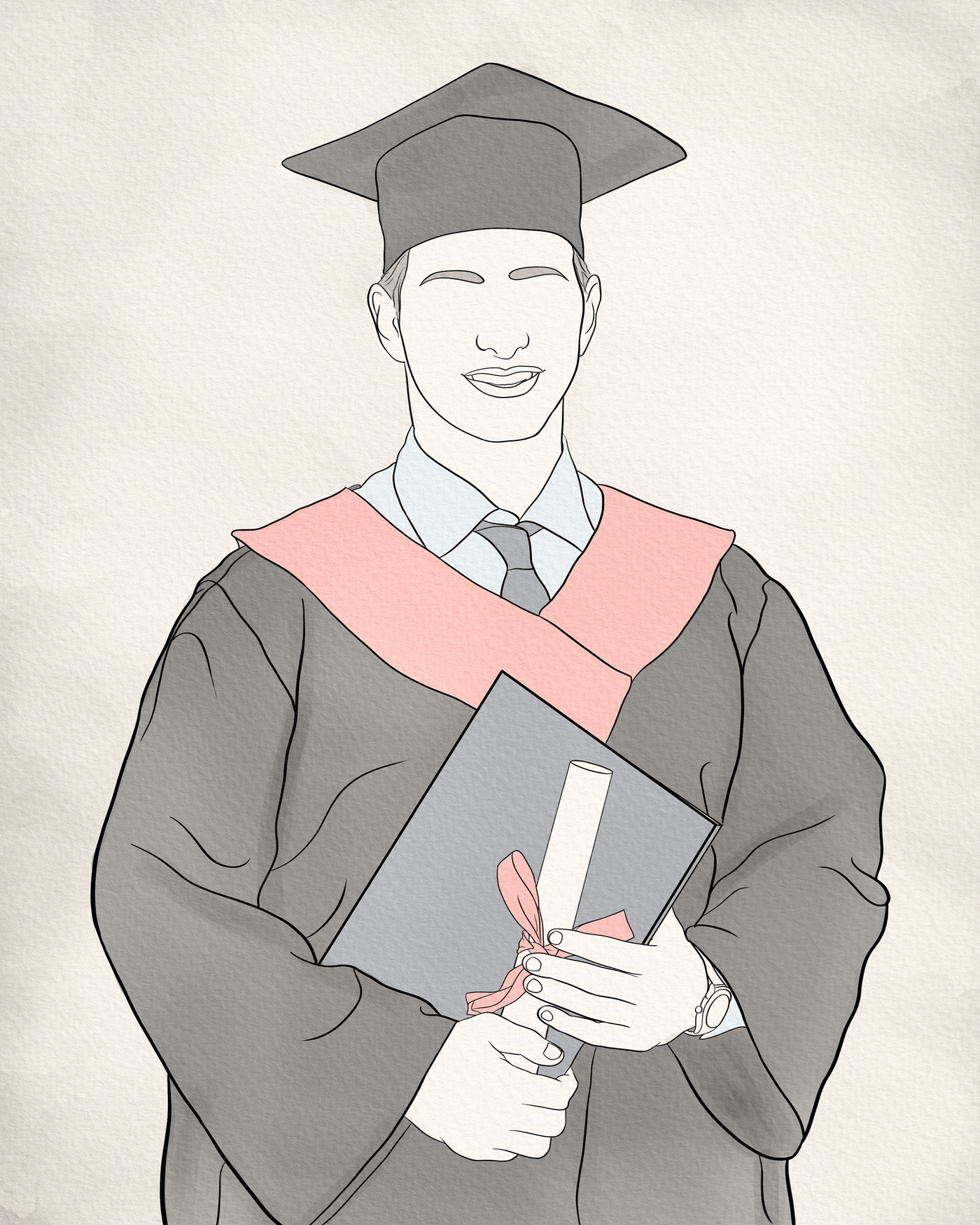 graduation lineart of a graduating male student