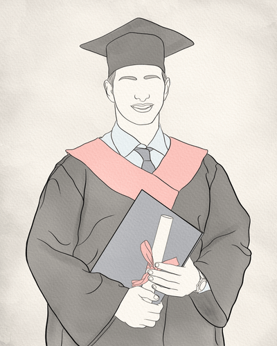graduation lineart of a graduating male student