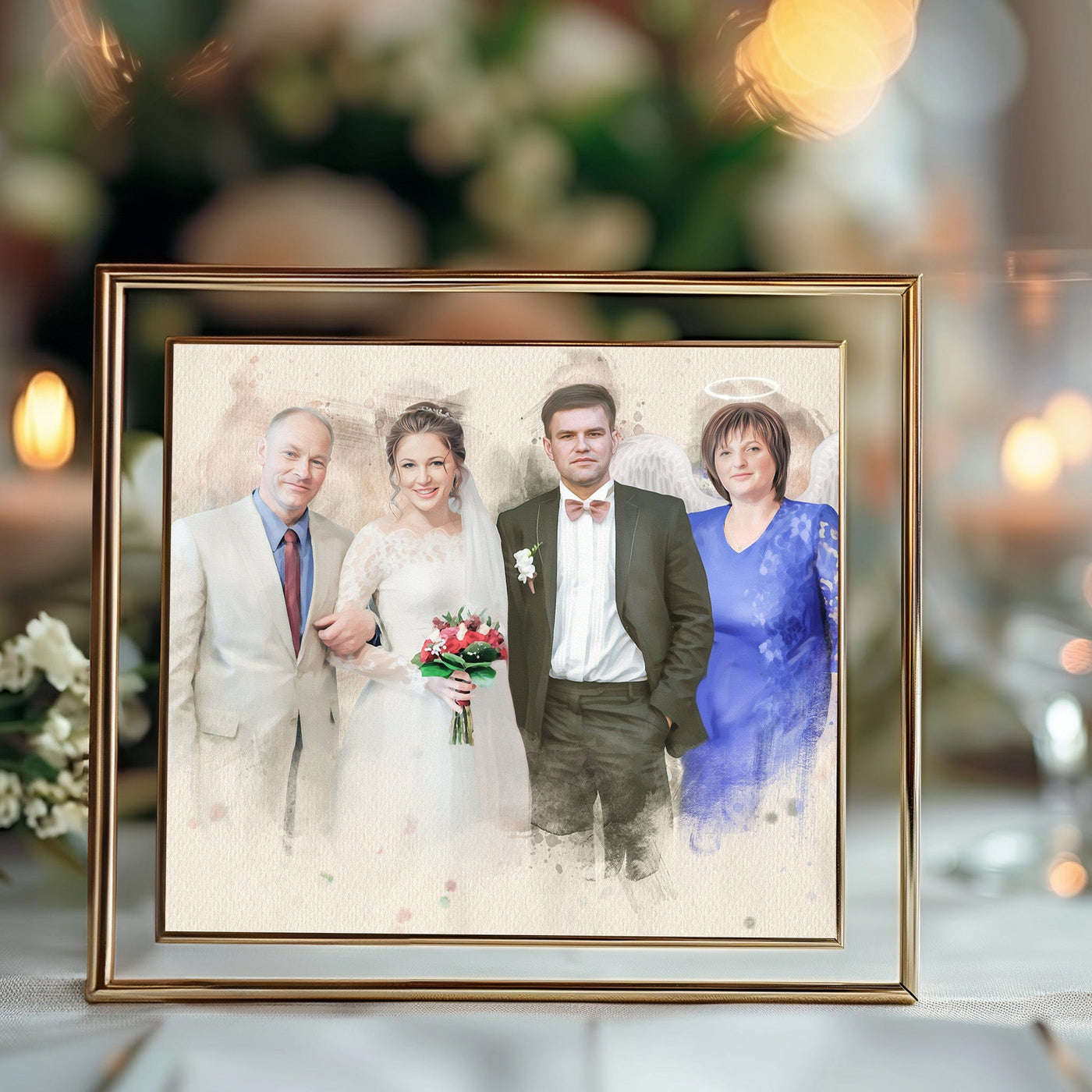 wedding photo restoration of a lovely couple along with their parents