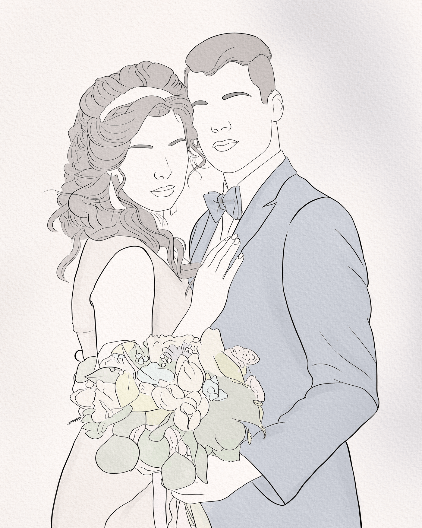 wedding line art of a lovely couple