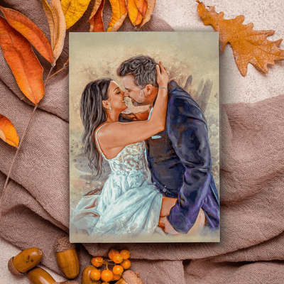 valentines day canvas painting of a lovely couple