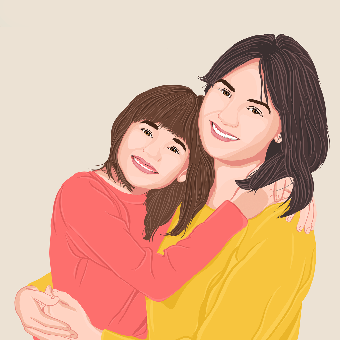 mother vector art of a mom with her daughter