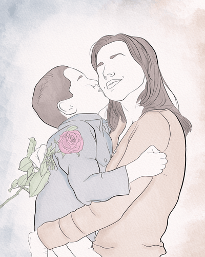 mother's day line art of a mother with her baby