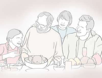 thanksgiving line art of a lovely family