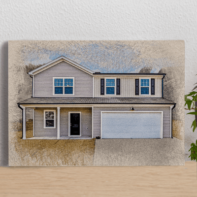 colored pencil house drawing of an amazing house for a family