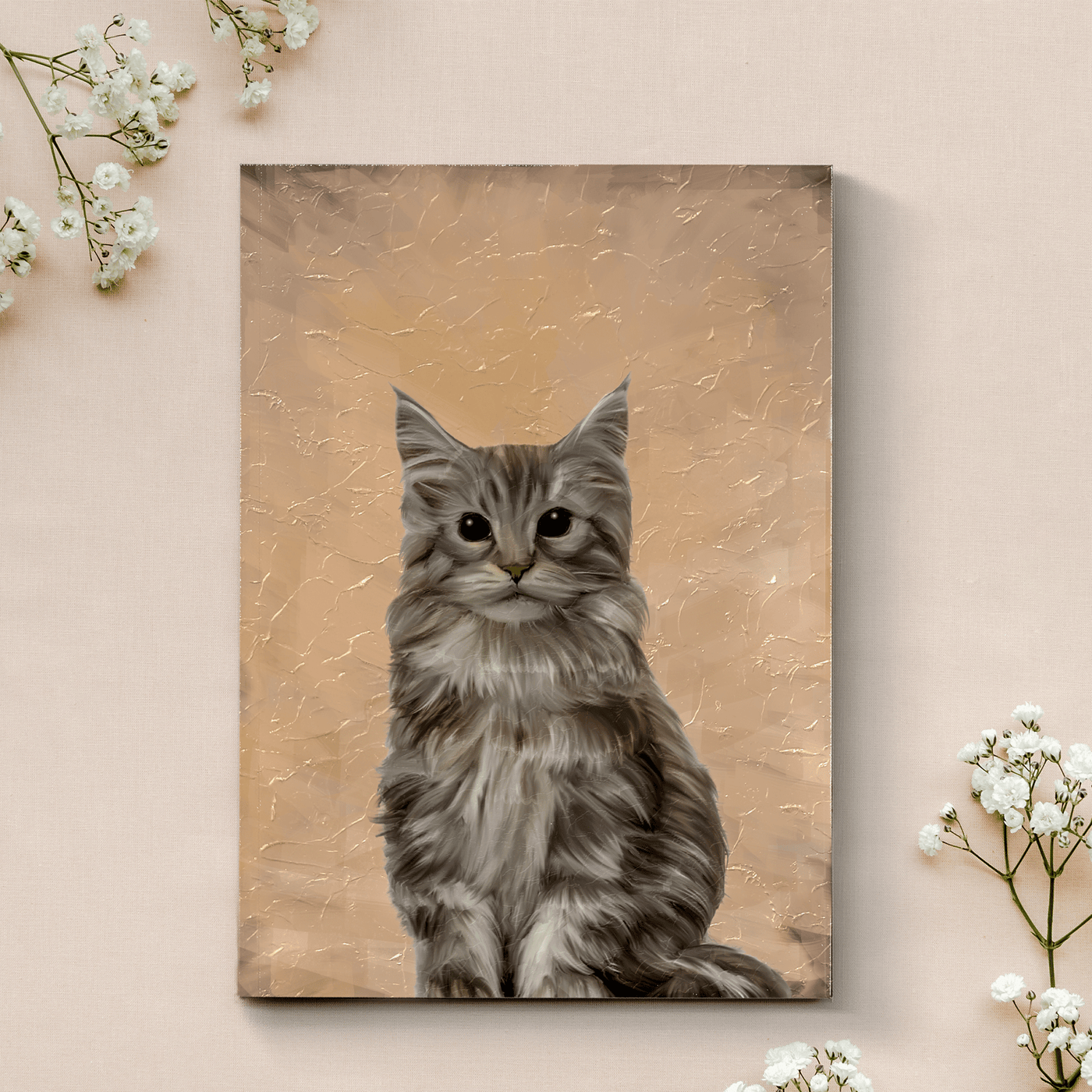 acrylic cat painting of an adorable fur cat