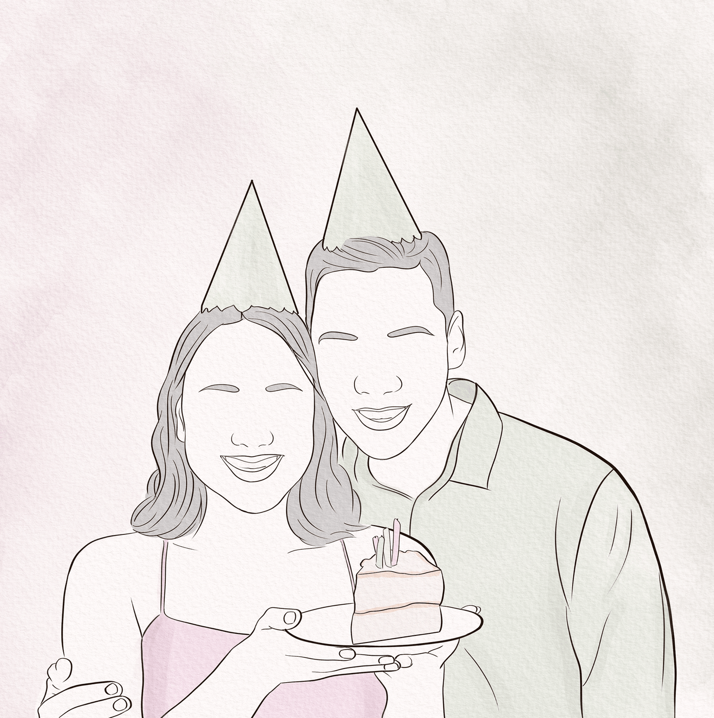 birthday line art of a lovely couple