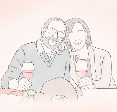 thanksgiving line art of a lovely couple