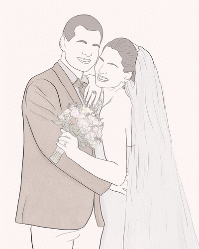 wedding line art of a lovely couple