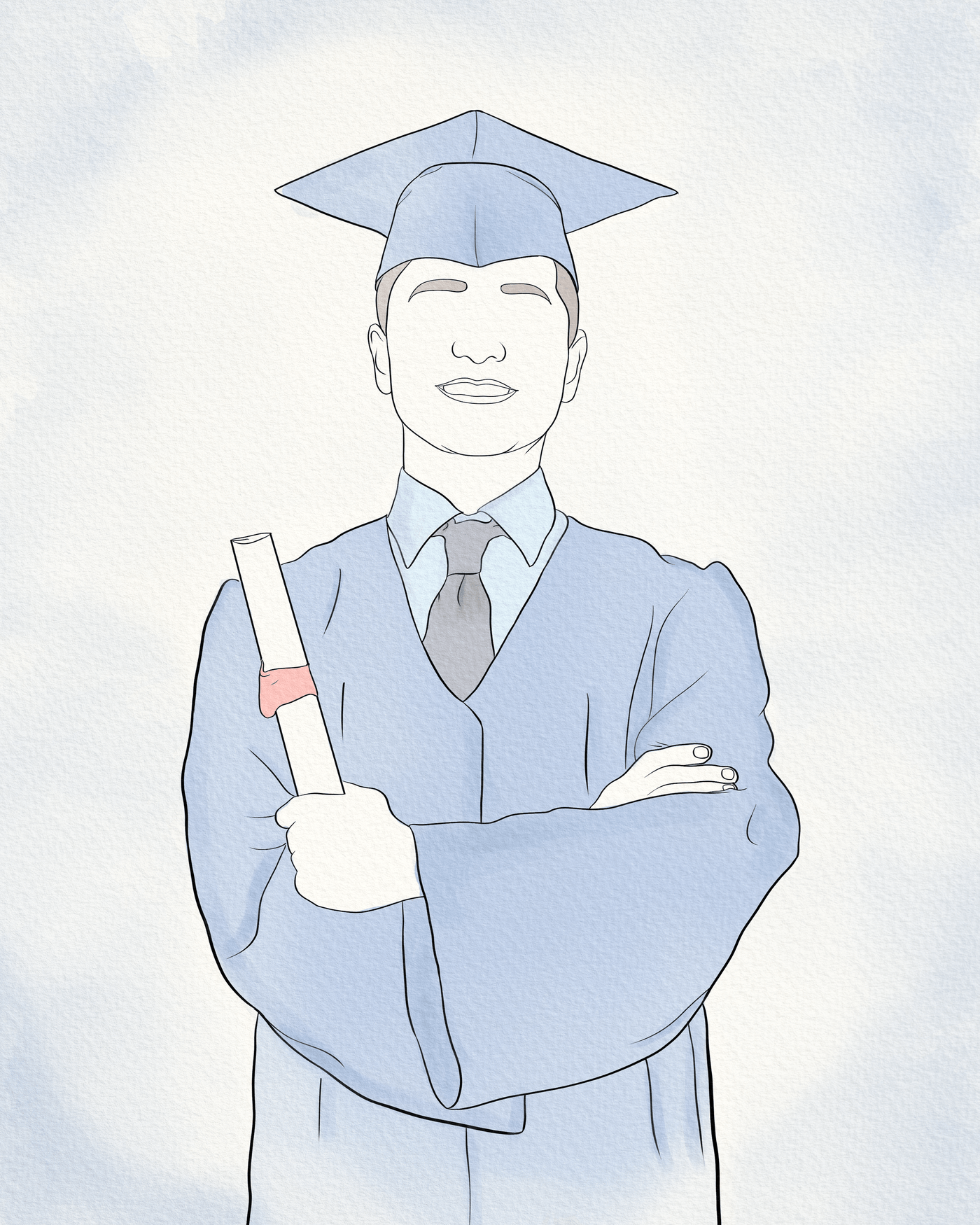 graduation canvas painting of a male graduating student