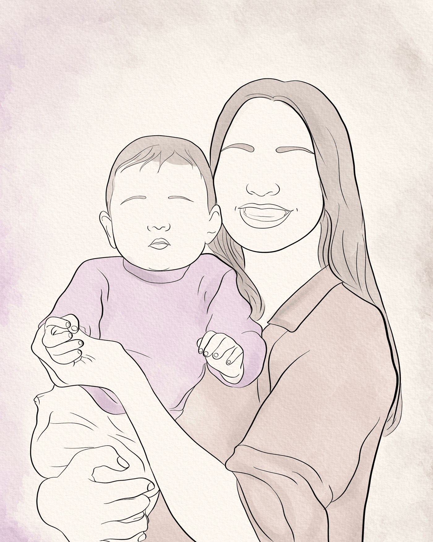 mother's day line art of a mother and her baby