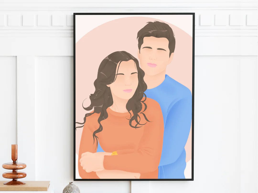 custom vector art of a lovely couple