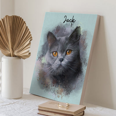 pet digital art of an adorable black tone cat