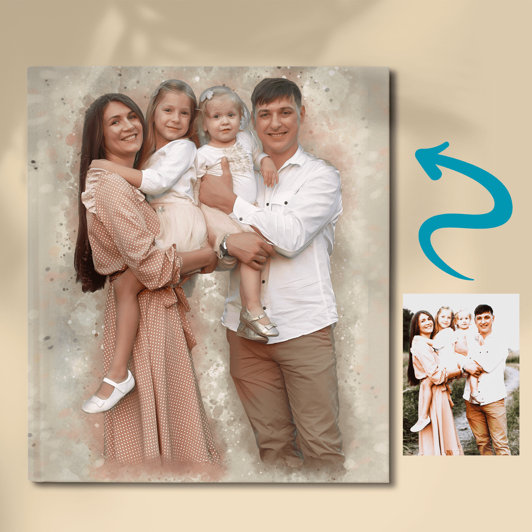family photo recreation of a happy family