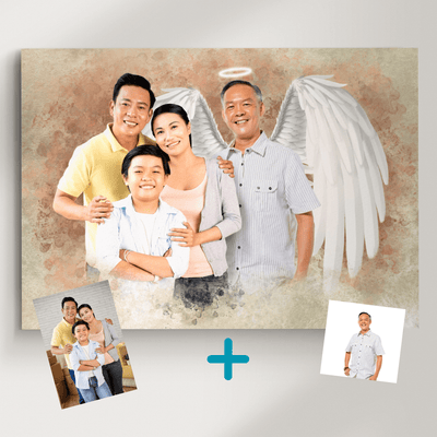 combine photos of a before-and-after family photos, immortalizing memories and moments with their deceased grandfather