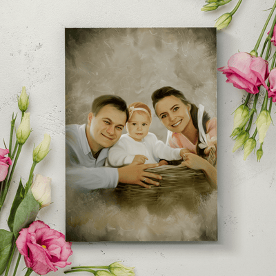mother's day acrylic painting of a lovely family