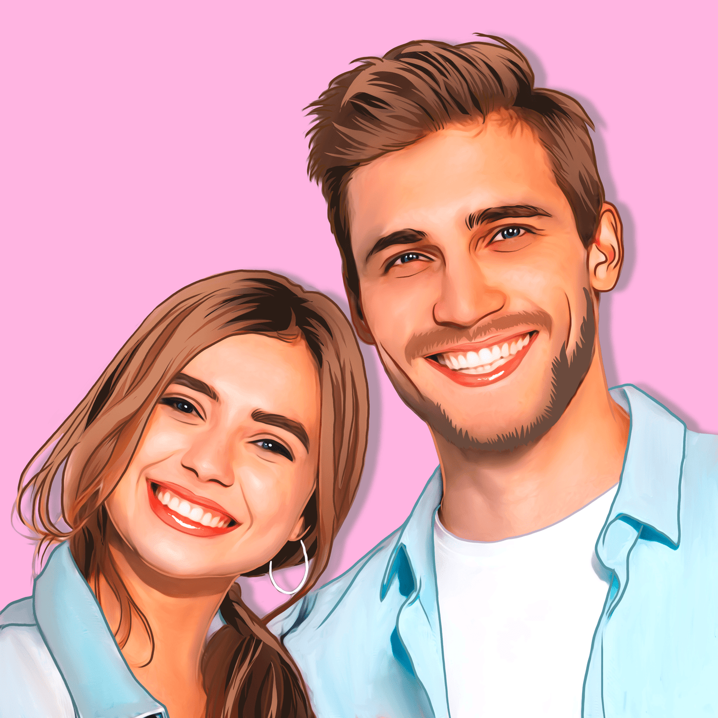 custom watercolor portrait of a lovely couple