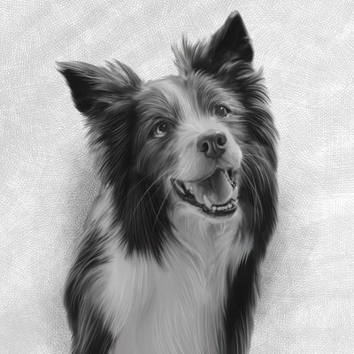 pet pencil sketch of an adorable fur dog