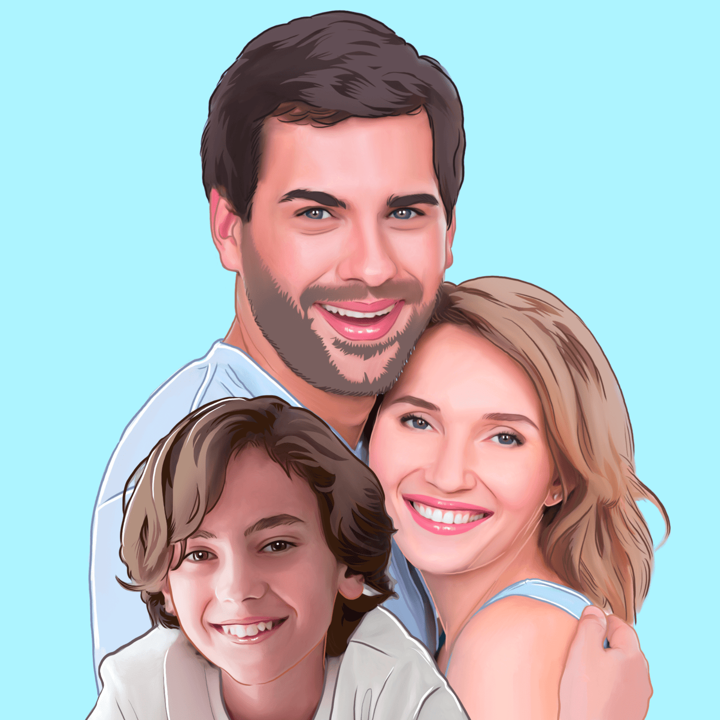 thanksgiving vector art of a happy family