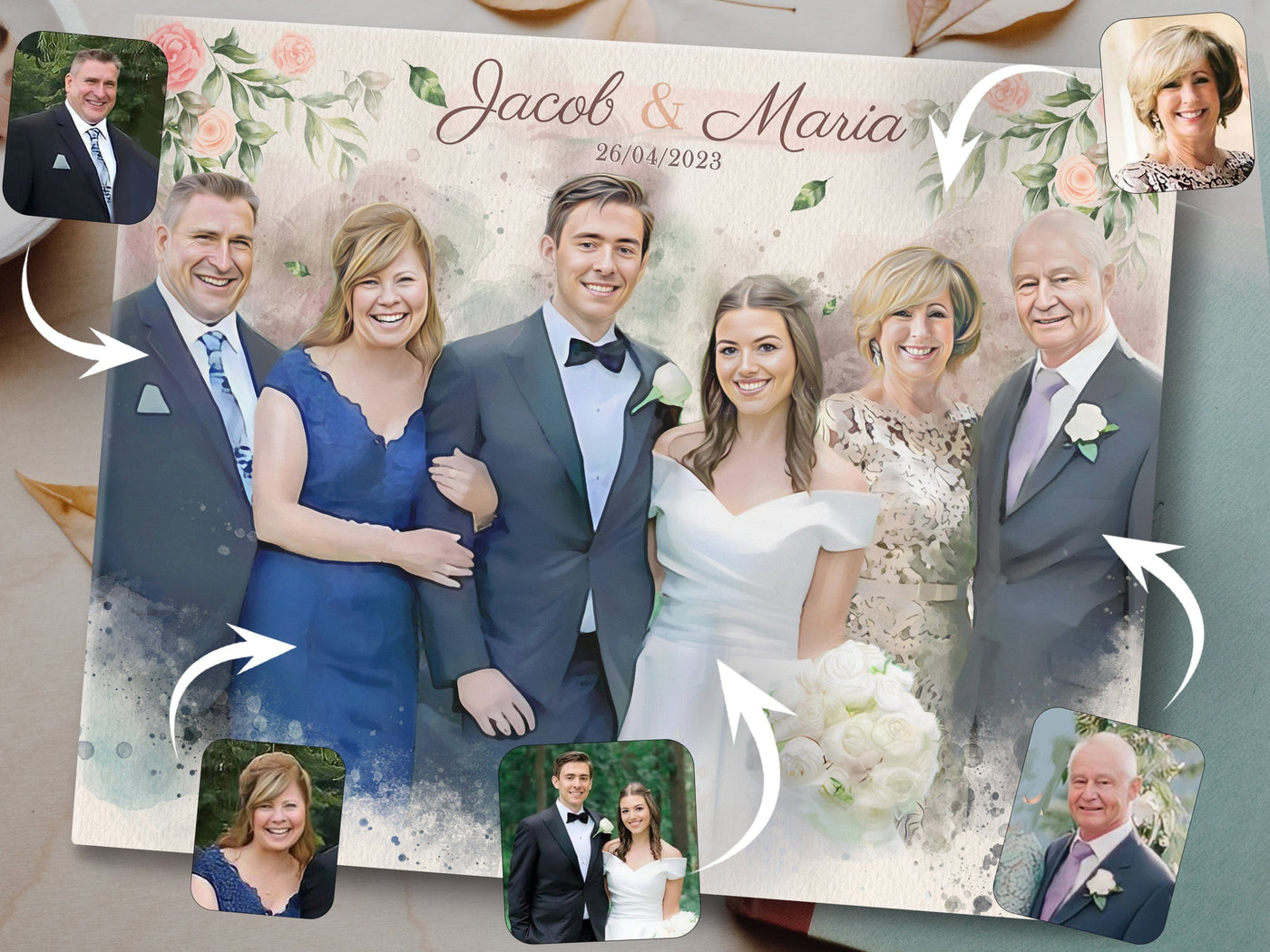valentines canvas portrait of a lovely family wedding