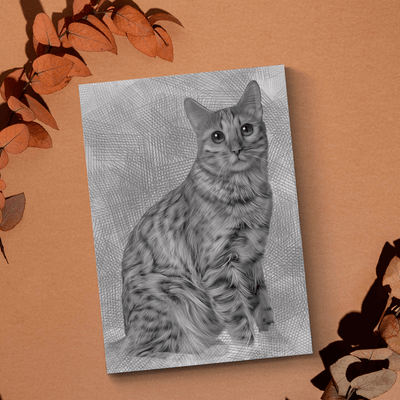 pet charcoal drawing of an adorable cat