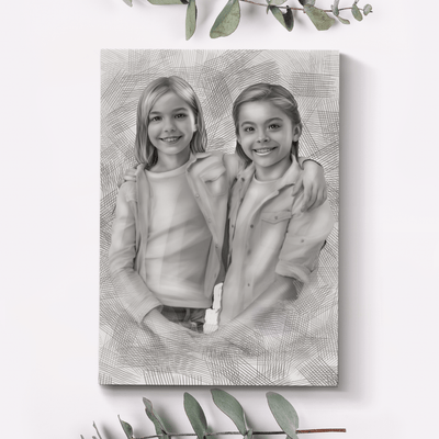 children digital art of a beautiful siblings