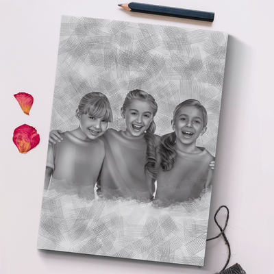 children pencil sketch of a lovely buddies