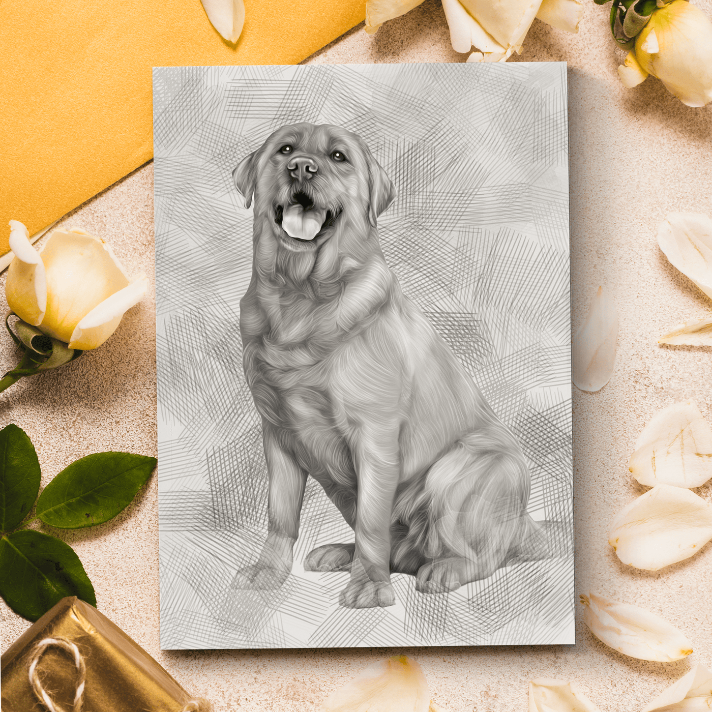 dog graphite drawing of an adorable dog