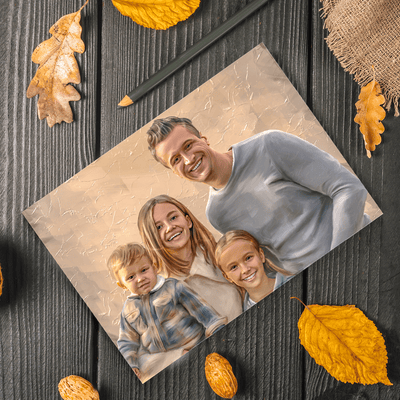 acrylic family painting of a happy family