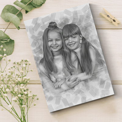 children pencil drawing of a two female buddies