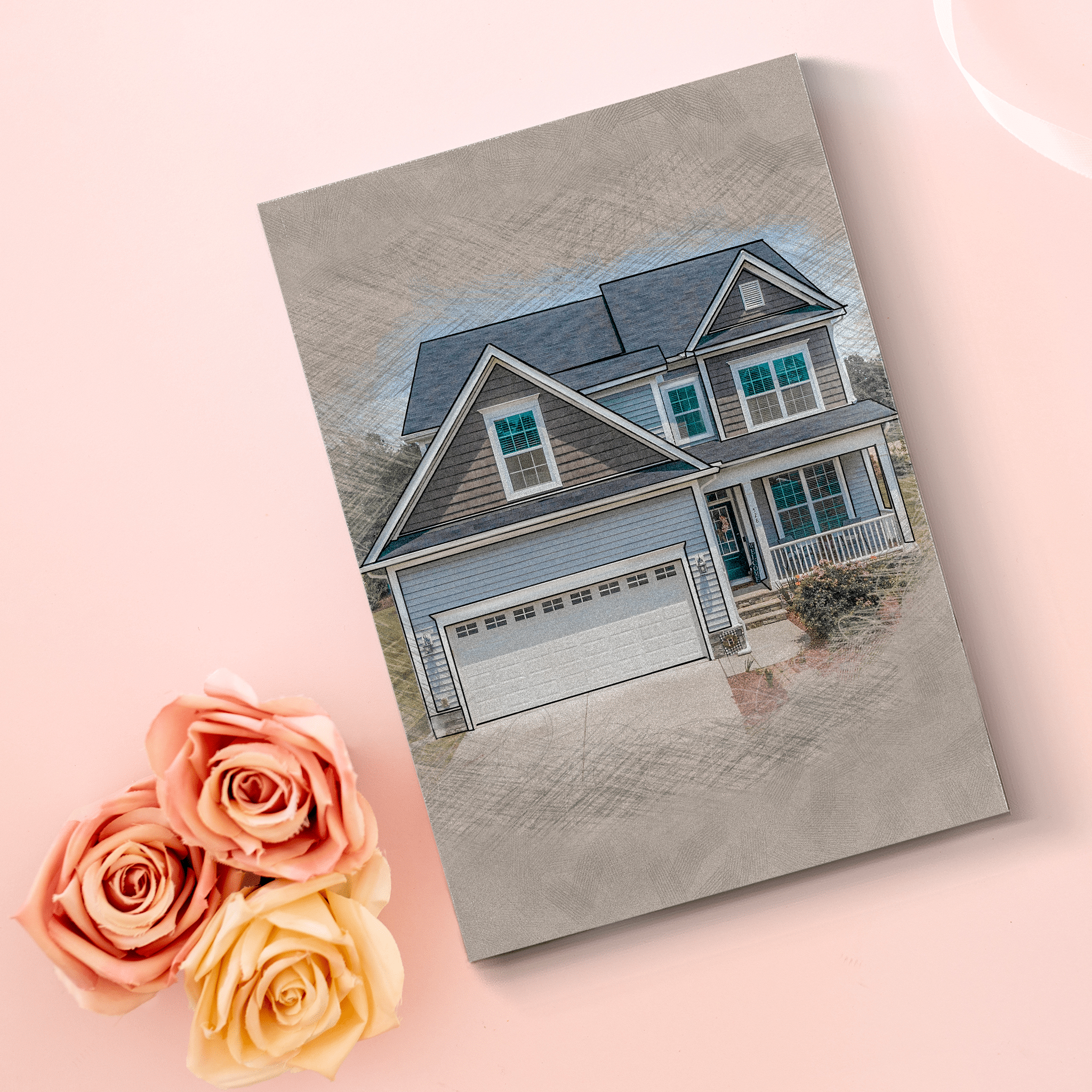 Custom Colored Pencil House Drawing