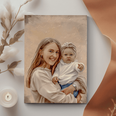 mothers day pastel portrait of a lovely mom with her baby