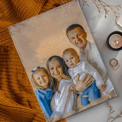 father's day canvas painting of a lovely family