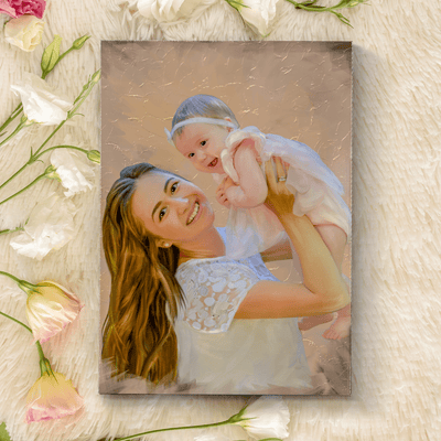 pastel family portrait of a lovely mom with her baby