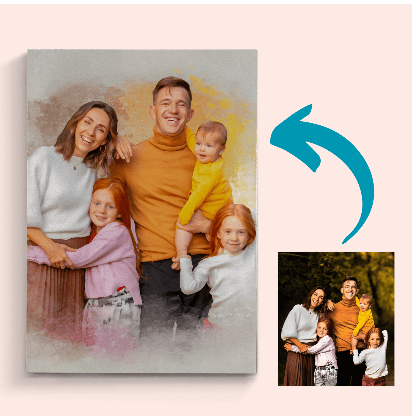 photo recreation of a family photo transforming from an old photo into a new and improved version.