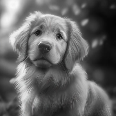 dog pencil drawing of a cute hairy dog drawn in black and white