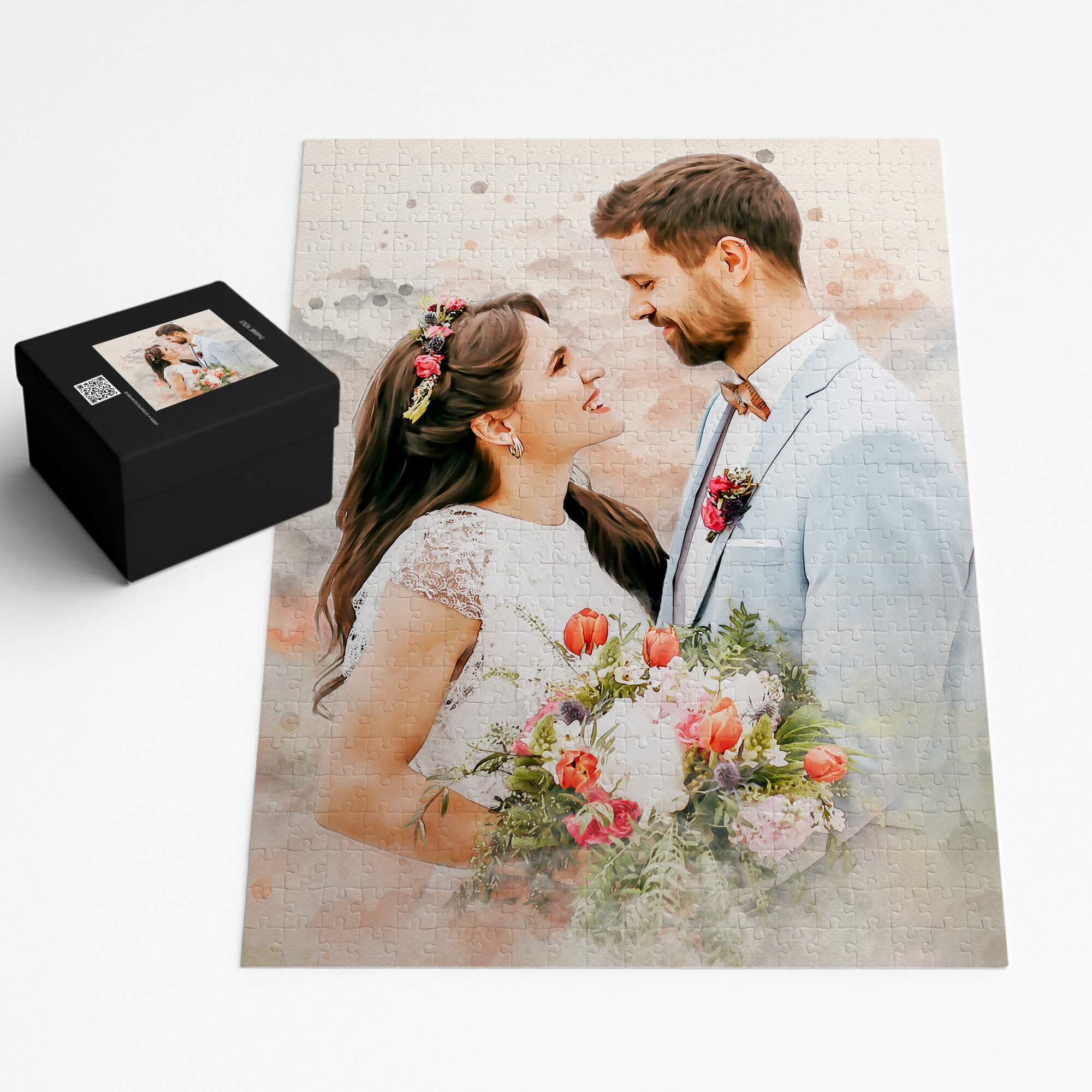 Couple Watercolor Portrait Puzzle