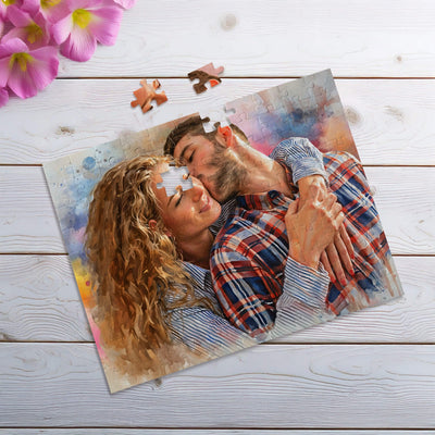 Couple Watercolor Portrait Puzzle