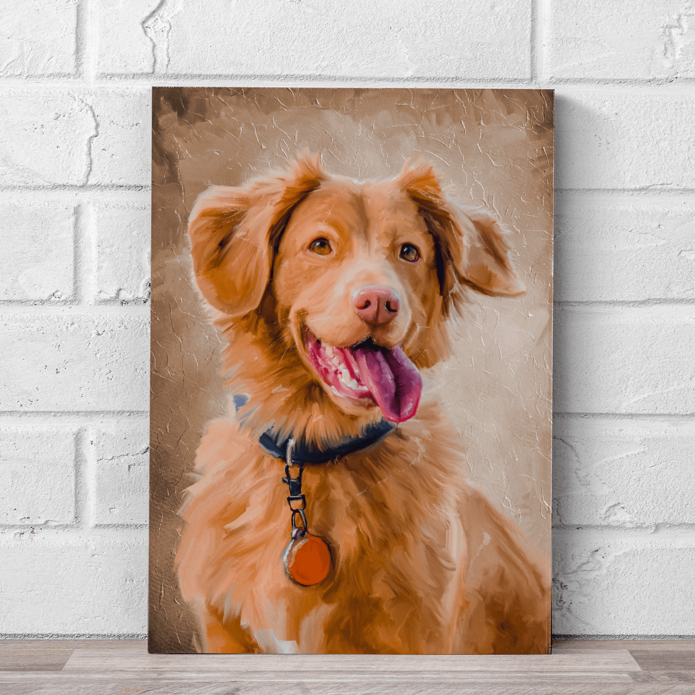 pastel pet portraits of a cute orange tone dog