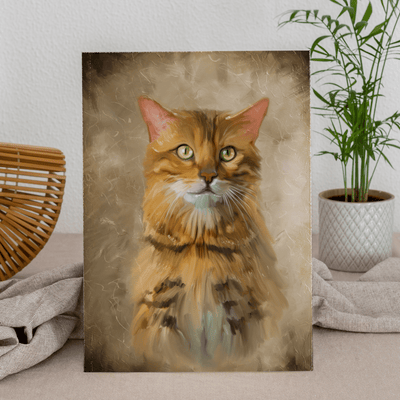 acrylic pet painting of an adorable orange fur cat